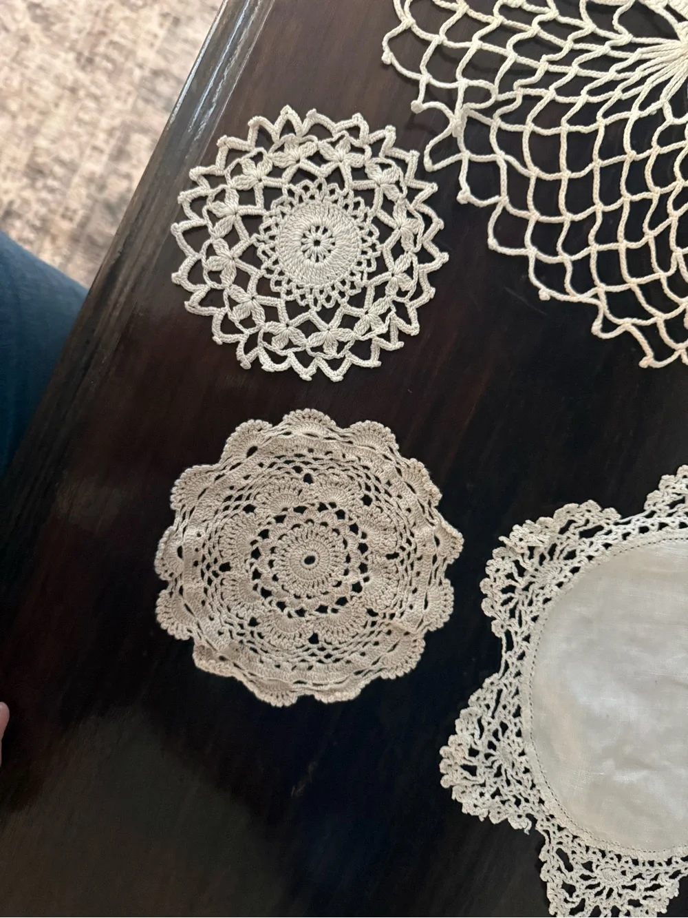 Handmade Cream Crochet Doily Set - Elegant Home Dining Accents
